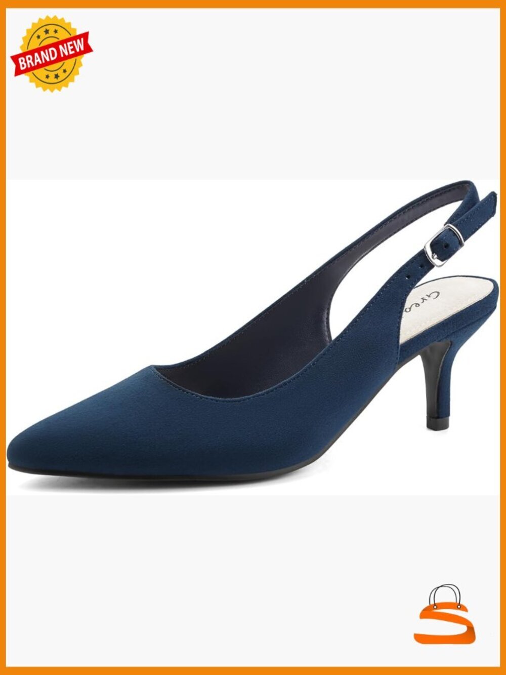 Women's Pointed Toe Slingback Kitten Heel Dress Pumps Shoes